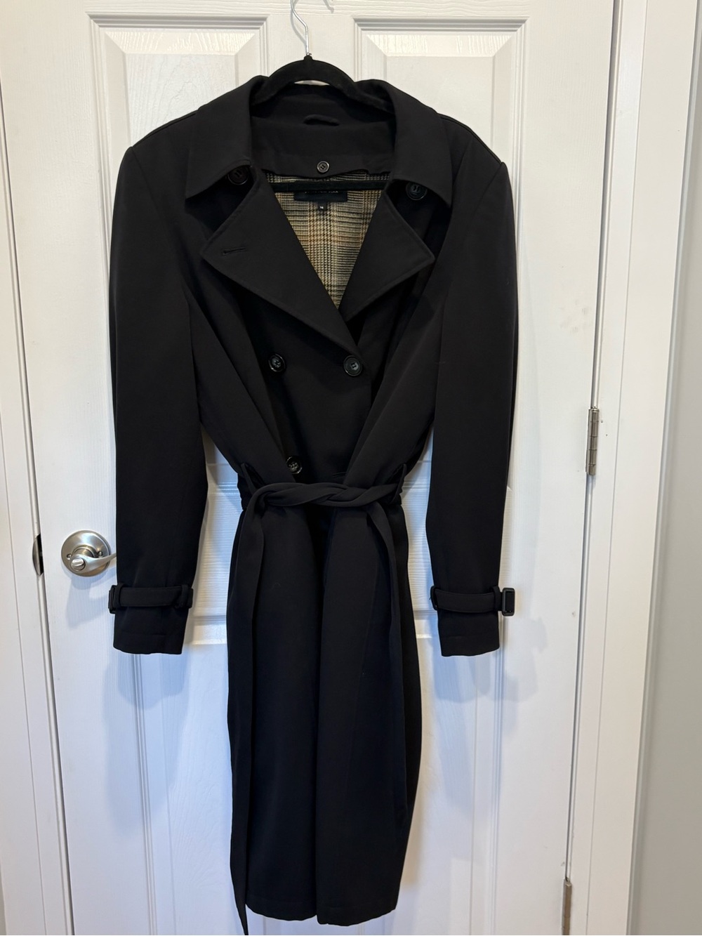 Jones New York Classic Black Double-Breasted Trench Coat with Belt #1131